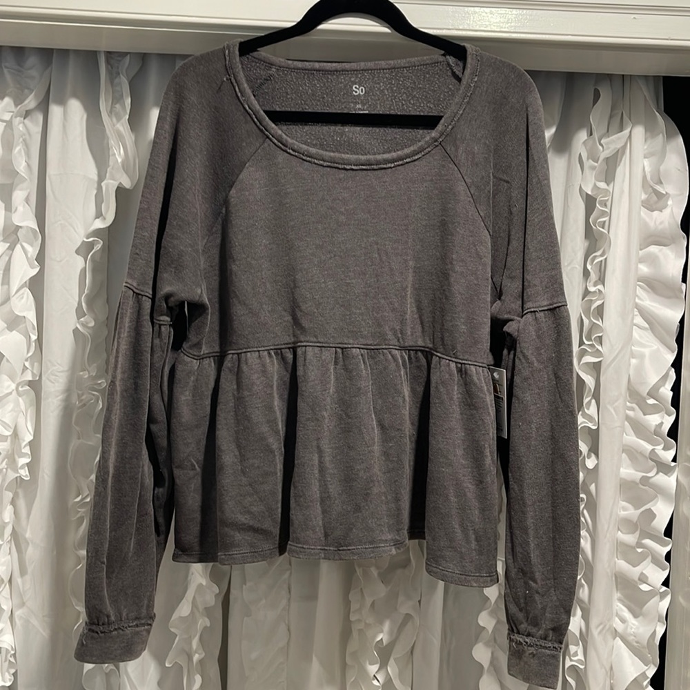 New baby doll or peplum style sweatshirt